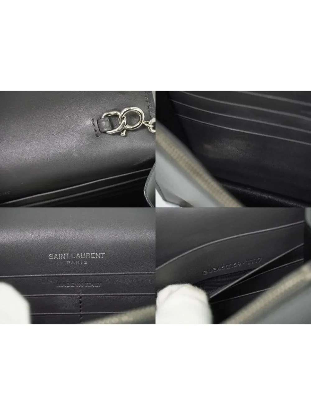 Saint Laurent YSL Kate Tassel Chain Shoulder Bag Pochette Leather Gray
